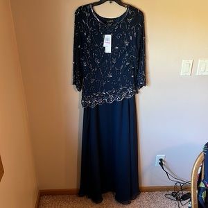Brand New Navy JKARA beaded sequin dress